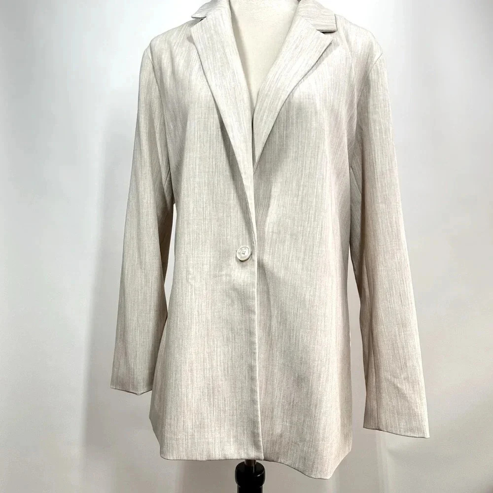Nine West Women's Blazer Size XXL Beige Pocket Lined Plus Size